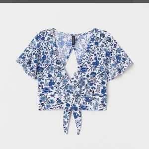 H&M Floral Tie Back Crop Top